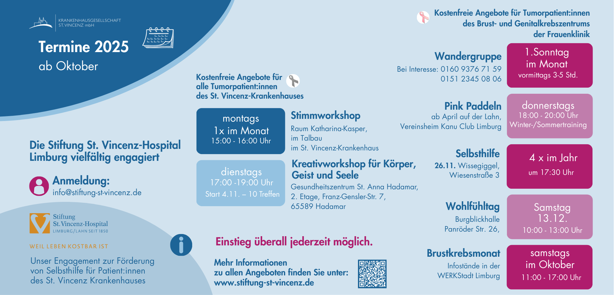 Die Stiftung St. Vincenz-Hospital Limburg vielfältig engagiert - alle Termine 2 HJ 4.Q 2025
