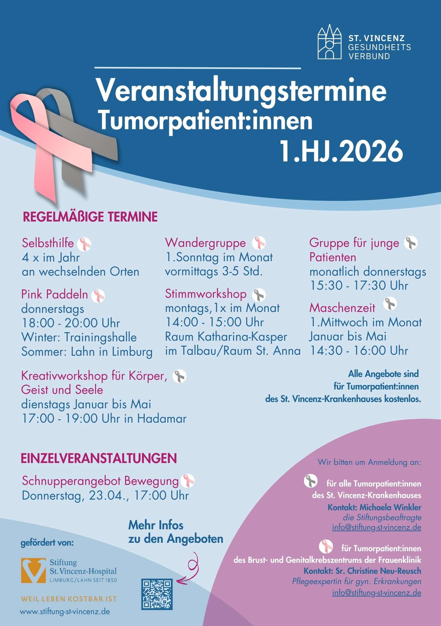 2026 Termine Tumorpatientinnen 1 HJ -für Patientinnen des St. Vincenz-Krankenhauses Limburg